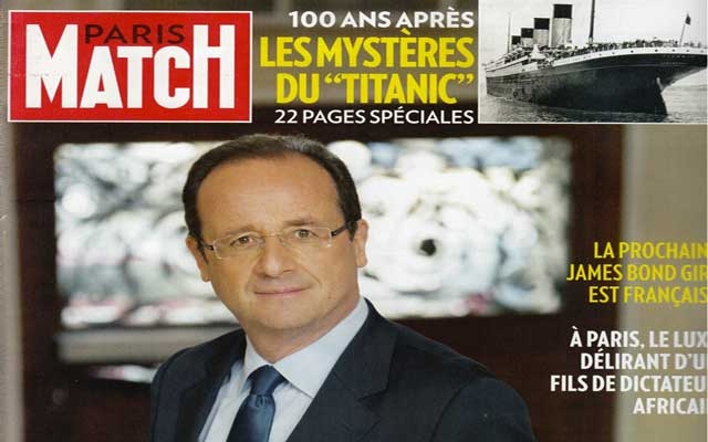 Paris match: A la Une d'un hebdo marocain François Hollande caricaturé en Hitler