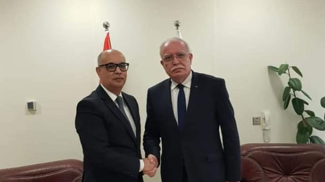 وزير خارجية فلسطين يستقبل السفير المغربي محمد الحمزاوي