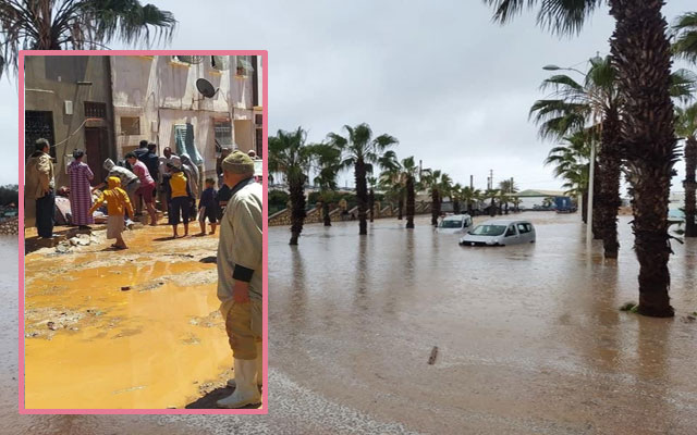 علو الفيضان تجاوز المتر ...غرق بيوت ساكنة حي أنزا العليا بأكادير