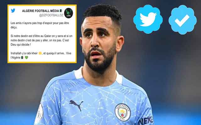 " تويتر"  يعاقب اللاعب الدولي رياض محرز وتلغي توثيق حسابه